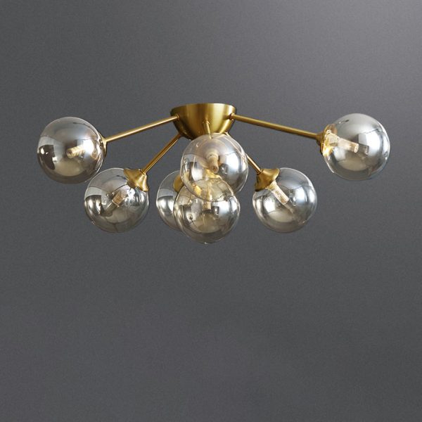 Contemporary Nordic Dome Bubble Orb Copper Glass Lampshade 7/10 - Light Semi-Flush Mount Ceiling Light For Living Room - Image 14