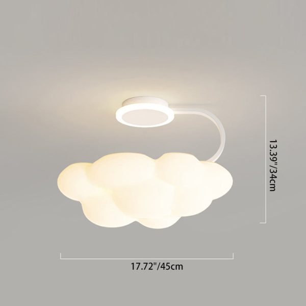 Contemporary Nordic Dome Cloud Iron PE LED Semi-Flush Mount Ceiling Light For Bedroom - Image 4