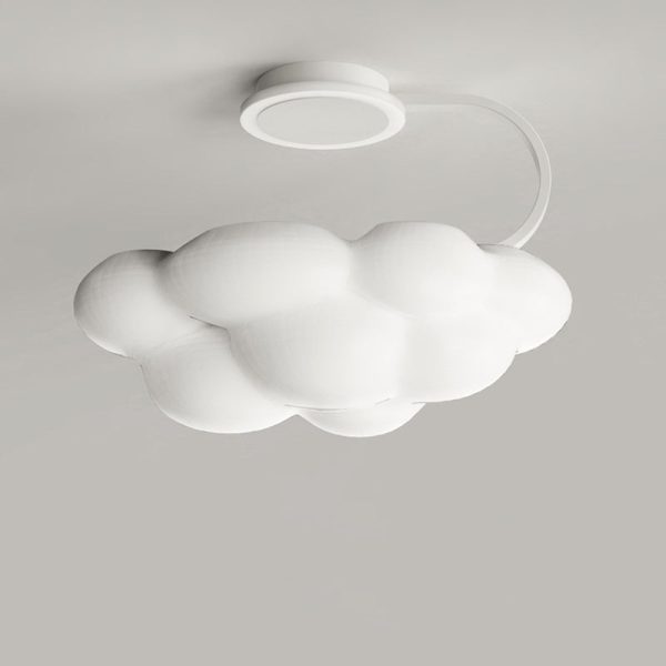 Contemporary Nordic Dome Cloud Iron PE LED Semi-Flush Mount Ceiling Light For Bedroom - Image 8