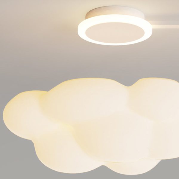 Contemporary Nordic Dome Cloud Iron PE LED Semi-Flush Mount Ceiling Light For Bedroom - Image 6
