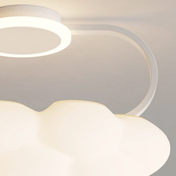 Contemporary Nordic Dome Cloud Iron PE LED Semi-Flush Mount Ceiling Light For Bedroom - Image 7