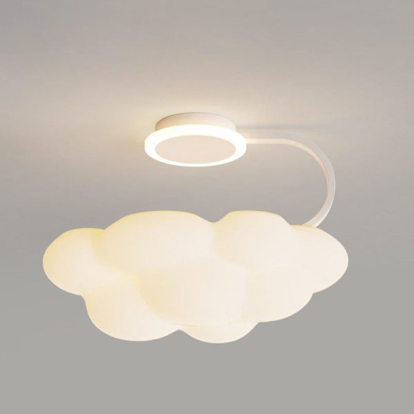 Contemporary Nordic Dome Cloud Iron PE LED Semi-Flush Mount Ceiling Light For Bedroom - Image 16