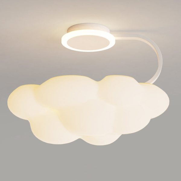 Contemporary Nordic Dome Cloud Iron PE LED Semi-Flush Mount Ceiling Light For Bedroom - Image 17