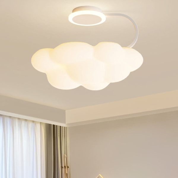 Contemporary Nordic Dome Cloud Iron PE LED Semi-Flush Mount Ceiling Light For Bedroom - Image 14