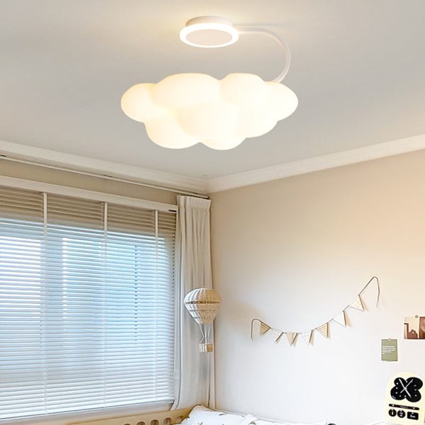 Contemporary Nordic Dome Cloud Iron PE LED Semi-Flush Mount Ceiling Light For Bedroom - Image 10