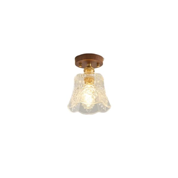 Traditional French Dome Transparent Walnut Glass Copper 1 - Light Semi-Flush Mount Ceiling Light For Hallways - Image 10