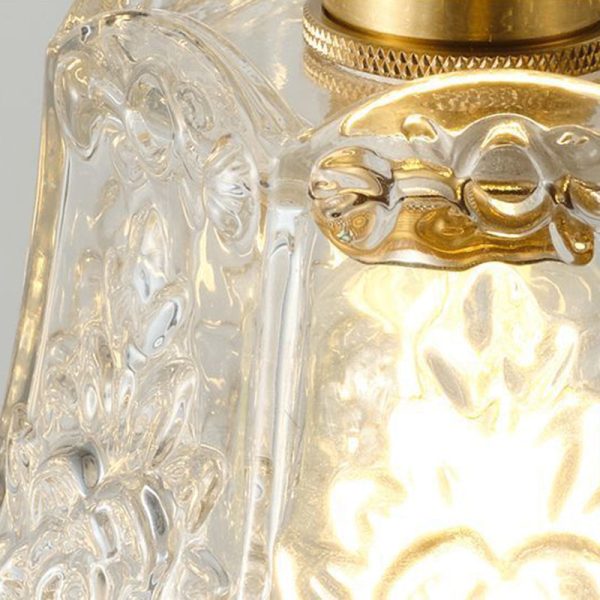 Traditional French Dome Transparent Walnut Glass Copper 1 - Light Semi-Flush Mount Ceiling Light For Hallways - Image 6