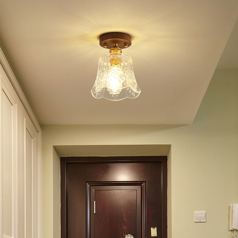 BS-Lighting-LA01170-8-0bda49df-da41-4158-9771-ba55752f4441.jpg Traditional French Dome Transparent Walnut Glass Copper 1 - Light Semi-Flush Mount Ceiling Light For Hallways - Image 1
