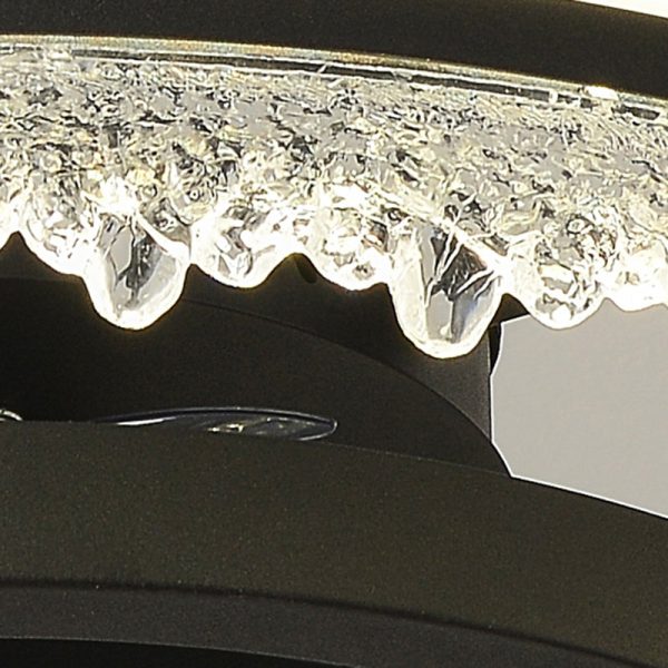 Contemporary Nordic Dome Round Iron Acrylic Ice Texture Edge LED Downrods Ceiling Fan Light For Living Room - Image 6