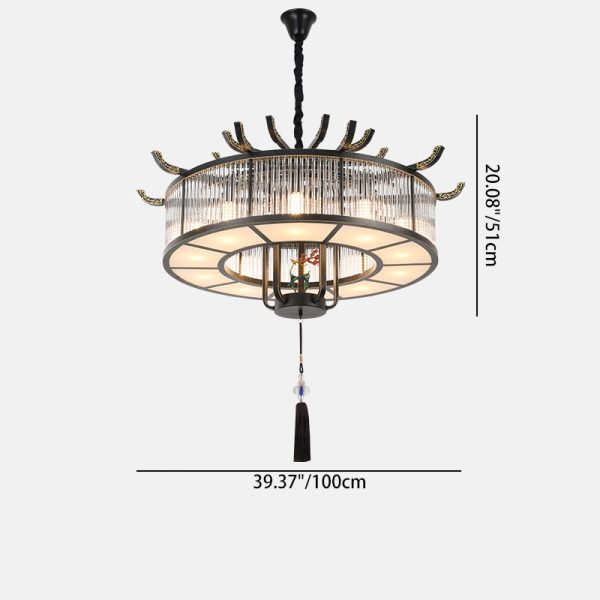 Traditional Chinese Dome Deer Round Rectangle Crystal Iron 4/6/8/10 - Light Chandelier For Dining Room - Image 6