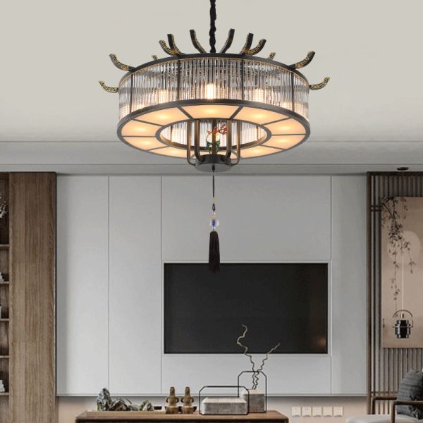 Traditional Chinese Dome Deer Round Rectangle Crystal Iron 4/6/8/10 - Light Chandelier For Dining Room - Image 2