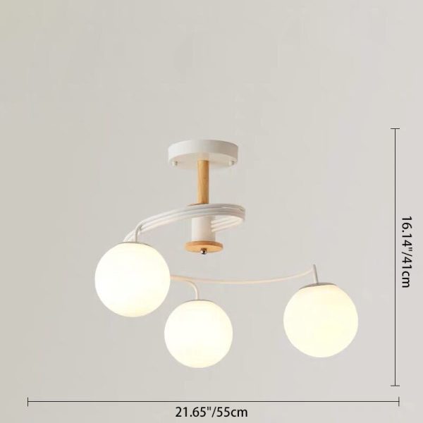 Contemporary Nordic Dome Orbs Curved Distortion Iron Solid Wood Glass 3/5 - Light Chandelier For Dining Room - Image 4