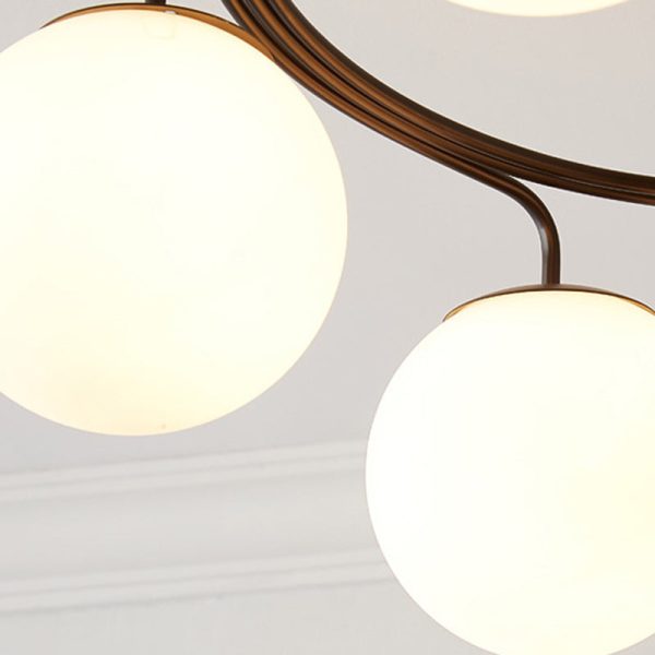 Contemporary Nordic Dome Orbs Curved Distortion Iron Solid Wood Glass 3/5 - Light Chandelier For Dining Room - Image 7