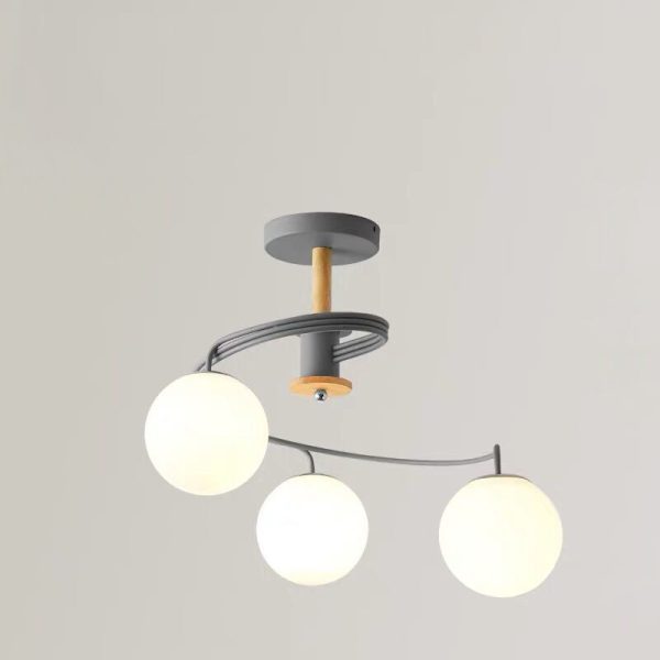 Contemporary Nordic Dome Orbs Curved Distortion Iron Solid Wood Glass 3/5 - Light Chandelier For Dining Room - Image 15