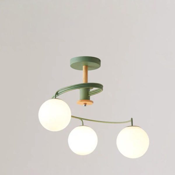 Contemporary Nordic Dome Orbs Curved Distortion Iron Solid Wood Glass 3/5 - Light Chandelier For Dining Room - Image 16