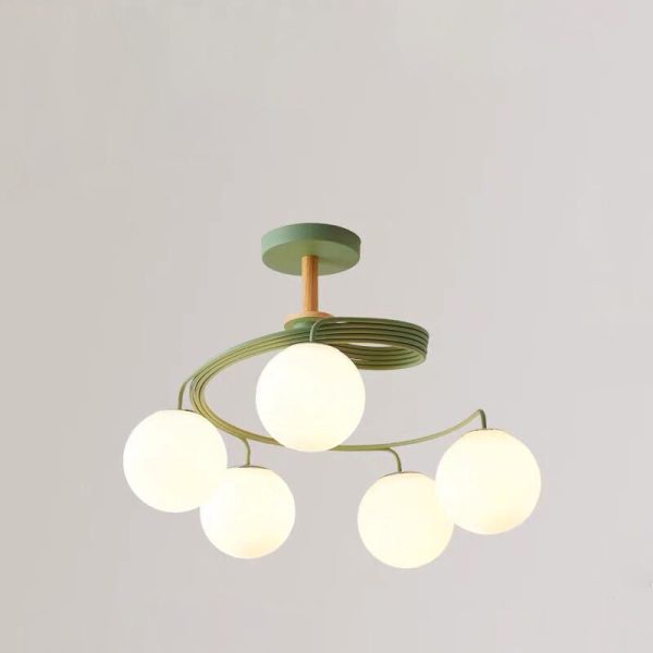 Contemporary Nordic Dome Orbs Curved Distortion Iron Solid Wood Glass 3/5 - Light Chandelier For Dining Room - Image 19