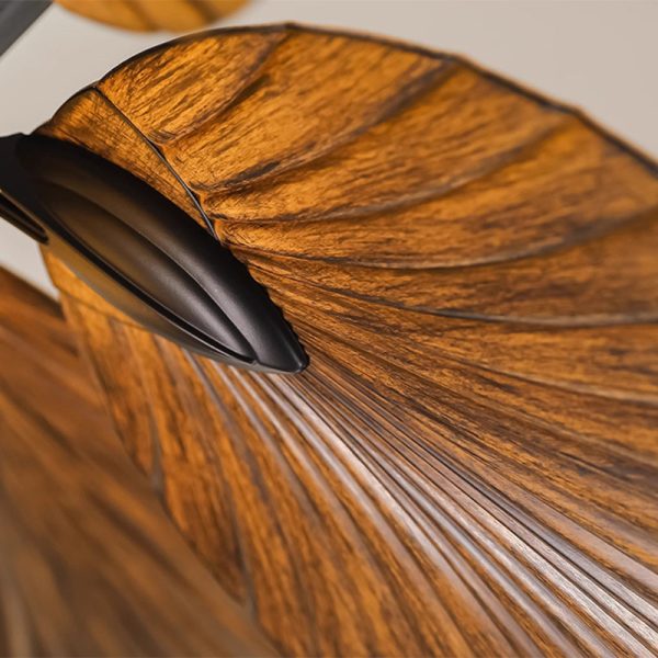 Traditional French Banana Leaves ABS Fan Round Glass Lampshade Iron 5 - Light Downrods Ceiling Fan Light For Living Room - Image 7