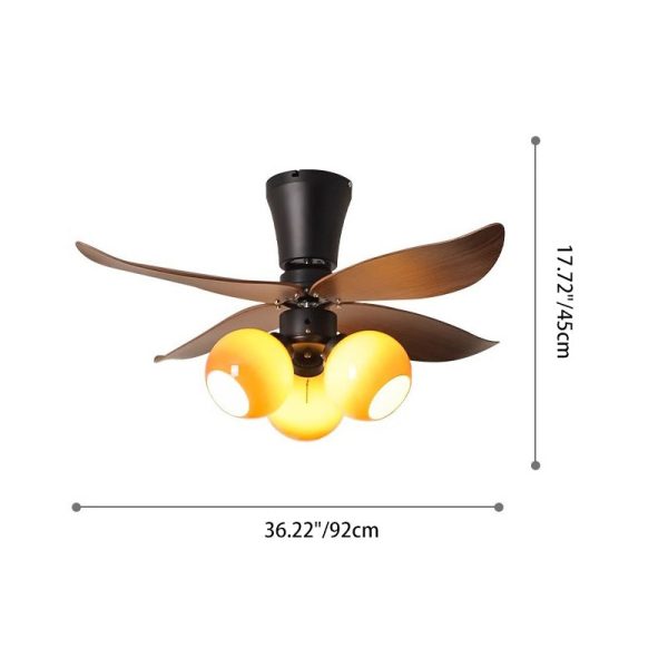 Traditional French Four ABS Fan Round Glass Lampshade Iron 3 - Light Downrods Ceiling Fan Light For Living Room - Image 4