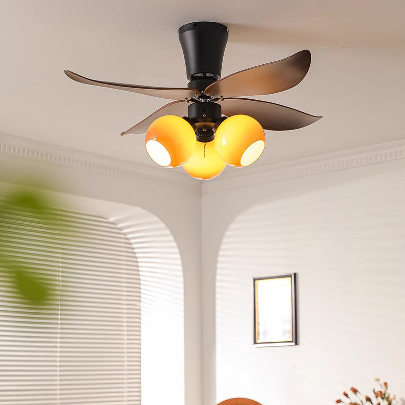 BS-Lighting-LA01273-11-aa707173-aa55-42bb-857e-927d2e4ae8c8.jpg Traditional French Four ABS Fan Round Glass Lampshade Iron 3 - Light Downrods Ceiling Fan Light For Living Room - Image 1