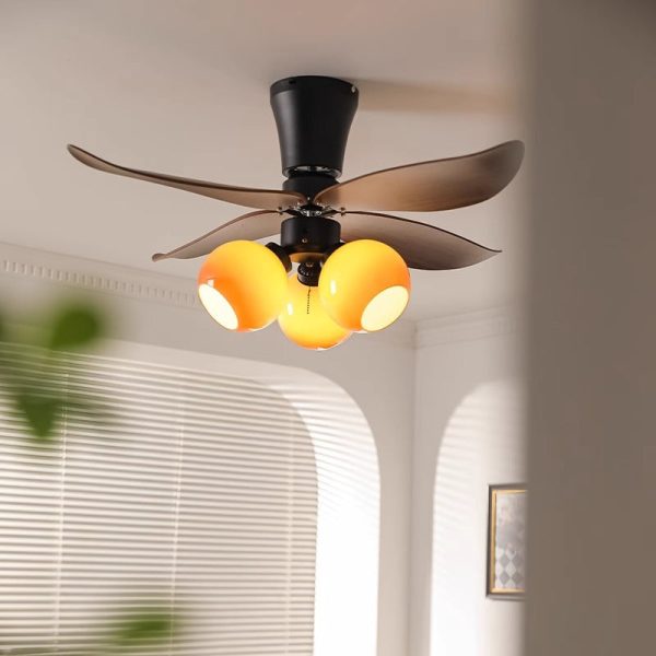 Traditional French Four ABS Fan Round Glass Lampshade Iron 3 - Light Downrods Ceiling Fan Light For Living Room - Image 3