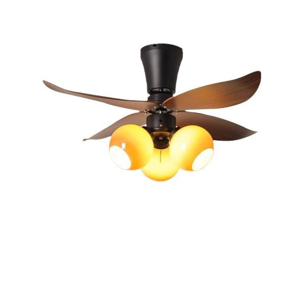 Traditional French Four ABS Fan Round Glass Lampshade Iron 3 - Light Downrods Ceiling Fan Light For Living Room - Image 9