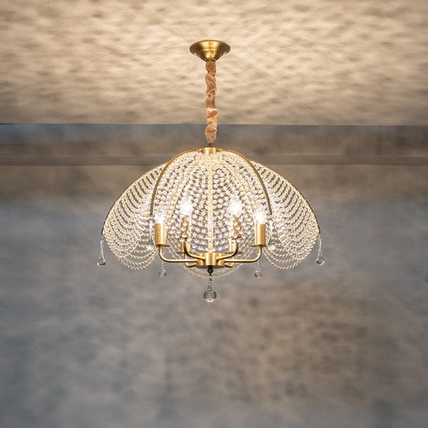 Modern Luxury Mushroom Copper Crystal 3/5/6 - Light Chandelier For Living Room - Image 12