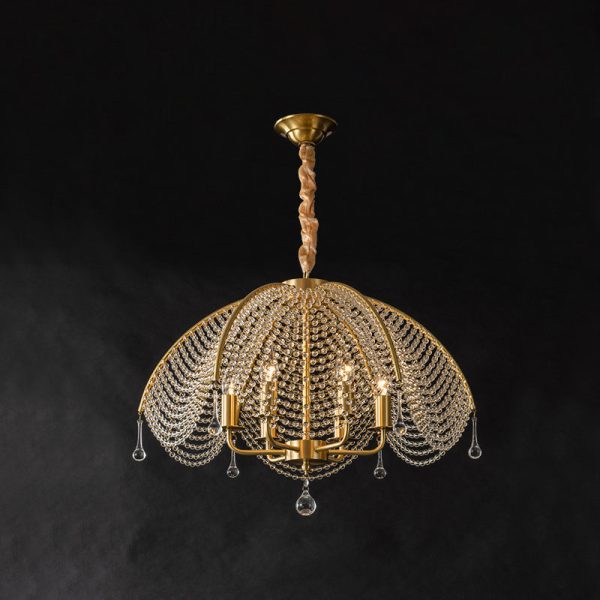 Modern Luxury Mushroom Copper Crystal 3/5/6 - Light Chandelier For Living Room - Image 15