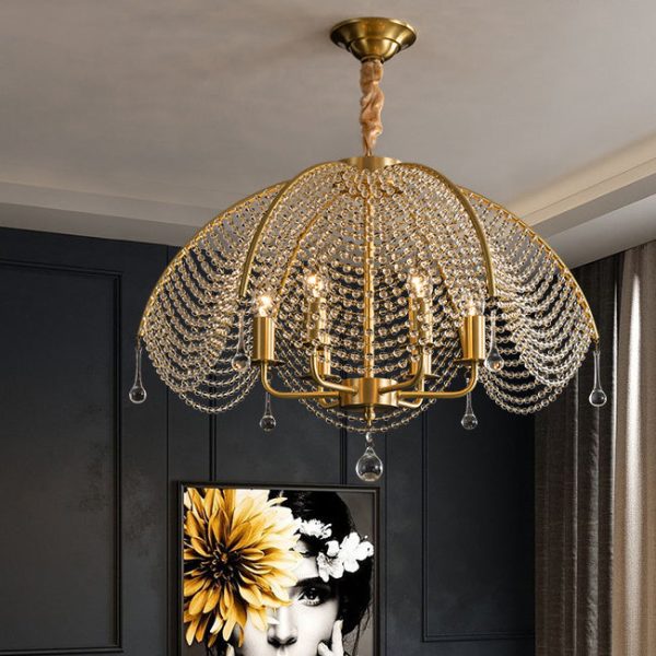 Modern Luxury Mushroom Copper Crystal 3/5/6 - Light Chandelier For Living Room - Image 11