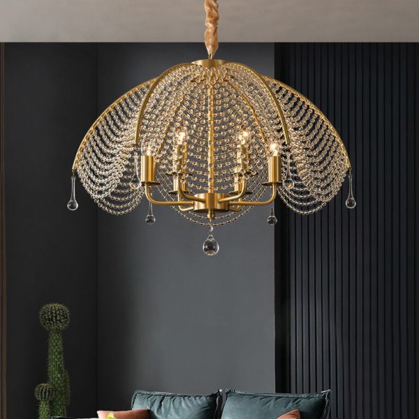 Modern Luxury Mushroom Copper Crystal 3/5/6 - Light Chandelier For Living Room - Image 3