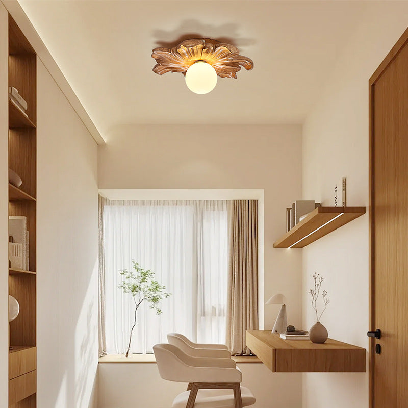 BS-Lighting-LA01313-5.jpg Traditional Japanese Floral Orb Resin Roto-molding 1 - Light Semi-Flush Mount Ceiling Light For Living Room - Image 1