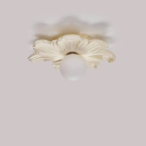 Traditional Japanese Floral Orb Resin Roto-molding 1 - Light Semi-Flush Mount Ceiling Light For Living Room - Image 7