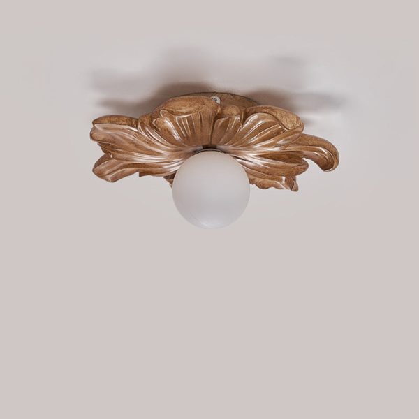 Traditional Japanese Floral Orb Resin Roto-molding 1 - Light Semi-Flush Mount Ceiling Light For Living Room - Image 8