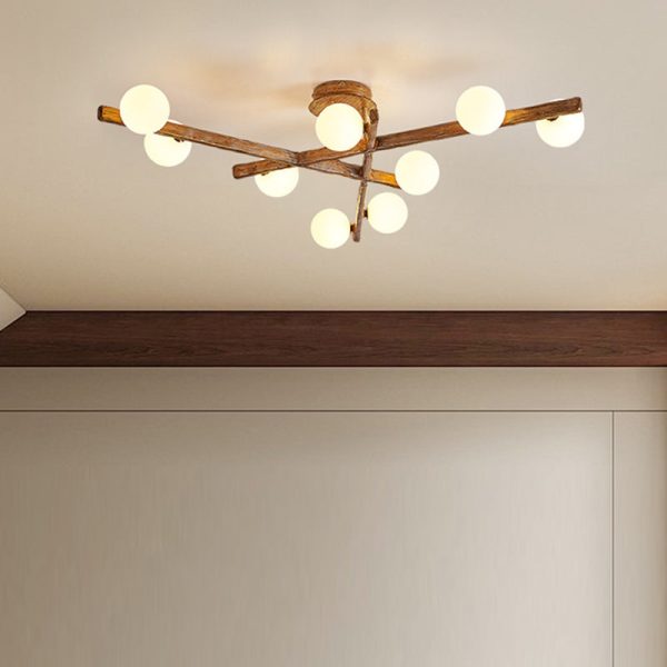 Traditional Japanese Dome Orb Long Branches Resin Roto-molding Hardware 3/6/9/12/15 - Light Semi-Flush Mount Ceiling Light For Living Room - Image 18