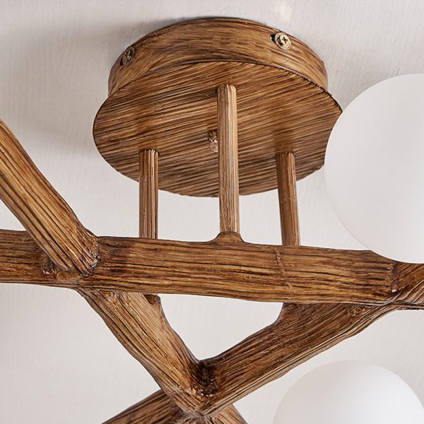 Traditional Japanese Dome Orb Long Branches Resin Roto-molding Hardware 3/6/9/12/15 - Light Semi-Flush Mount Ceiling Light For Living Room - Image 10