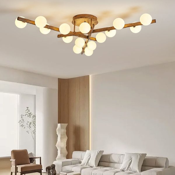 Traditional Japanese Dome Orb Long Branches Resin Roto-molding Hardware 3/6/9/12/15 - Light Semi-Flush Mount Ceiling Light For Living Room - Image 15