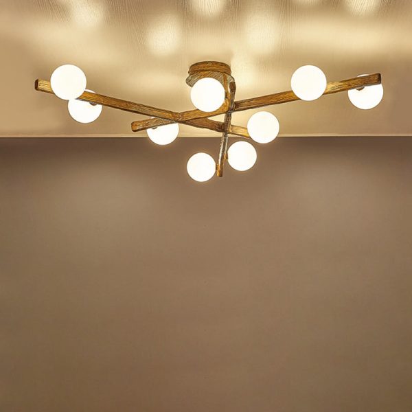 Traditional Japanese Dome Orb Long Branches Resin Roto-molding Hardware 3/6/9/12/15 - Light Semi-Flush Mount Ceiling Light For Living Room - Image 19