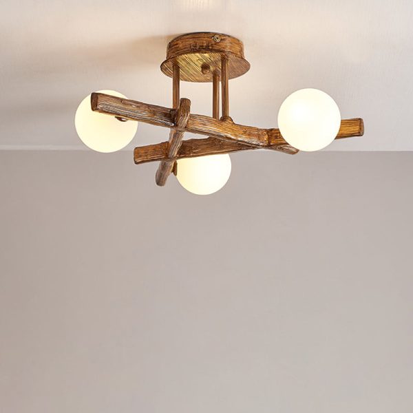 Traditional Japanese Dome Orb Long Branches Resin Roto-molding Hardware 3/6/9/12/15 - Light Semi-Flush Mount Ceiling Light For Living Room - Image 17