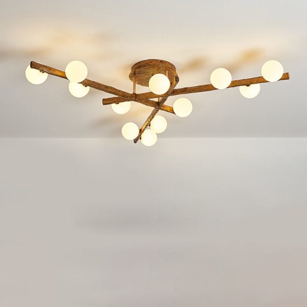 Traditional Japanese Dome Orb Long Branches Resin Roto-molding Hardware 3/6/9/12/15 - Light Semi-Flush Mount Ceiling Light For Living Room - Image 20