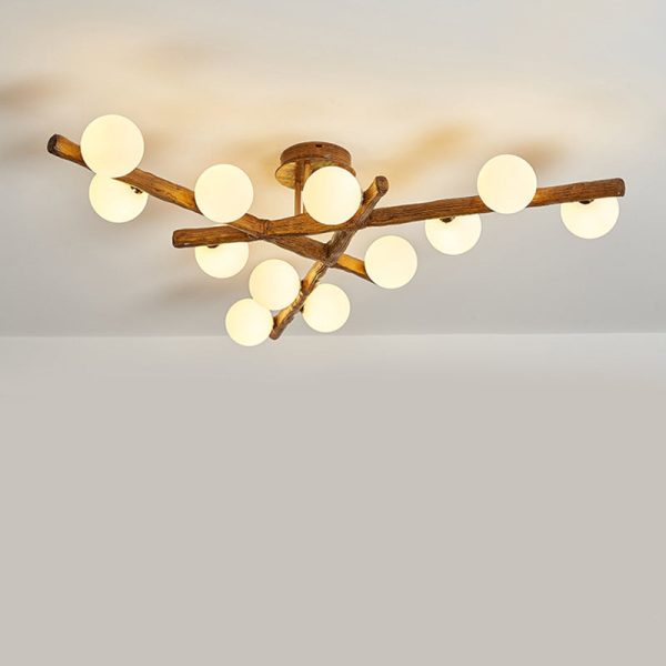 Traditional Japanese Dome Orb Long Branches Resin Roto-molding Hardware 3/6/9/12/15 - Light Semi-Flush Mount Ceiling Light For Living Room - Image 21