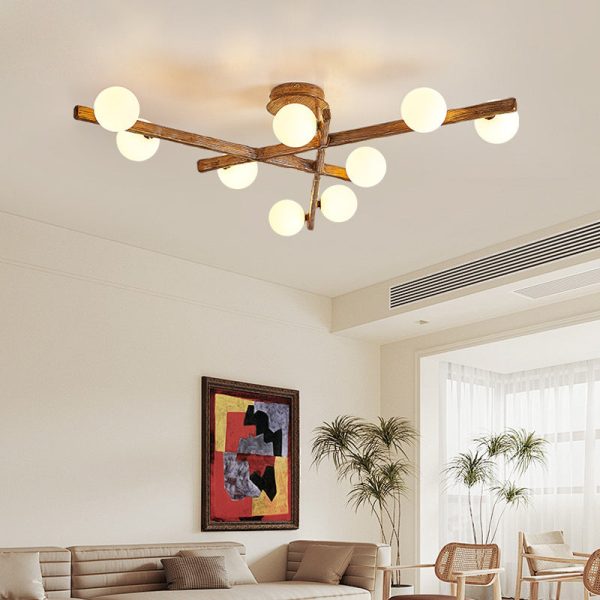 Traditional Japanese Dome Orb Long Branches Resin Roto-molding Hardware 3/6/9/12/15 - Light Semi-Flush Mount Ceiling Light For Living Room - Image 2