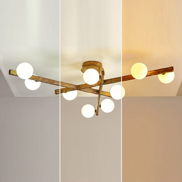 Traditional Japanese Dome Orb Long Branches Resin Roto-molding Hardware 3/6/9/12/15 - Light Semi-Flush Mount Ceiling Light For Living Room - Image 14