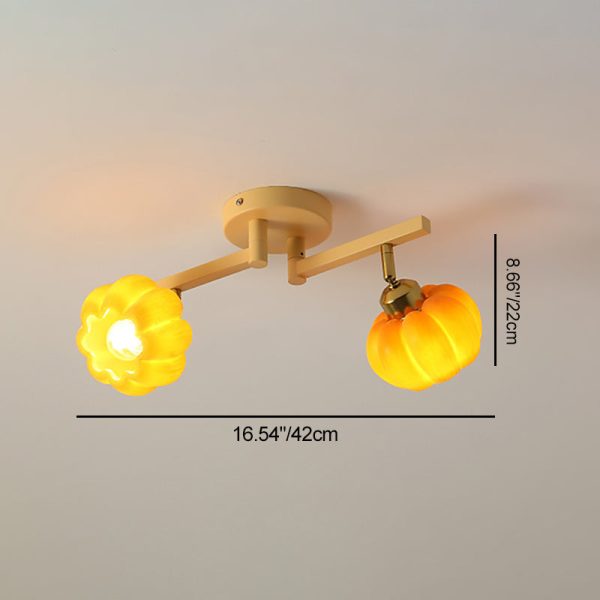 Contemporary Nordic Dome Pumpkin Resin Iron 2/3/4/5/6 - Light Semi-Flush Mount Ceiling Light For Living Room - Image 4
