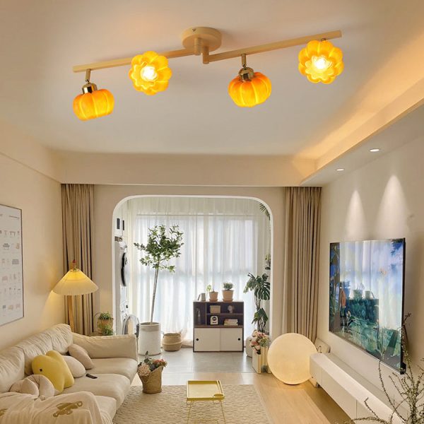 Contemporary Nordic Dome Pumpkin Resin Iron 2/3/4/5/6 - Light Semi-Flush Mount Ceiling Light For Living Room - Image 2