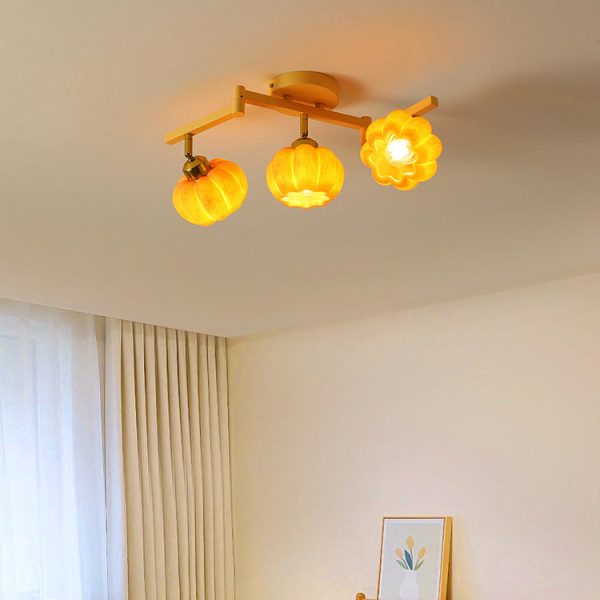 Contemporary Nordic Dome Pumpkin Resin Iron 2/3/4/5/6 - Light Semi-Flush Mount Ceiling Light For Living Room - Image 13