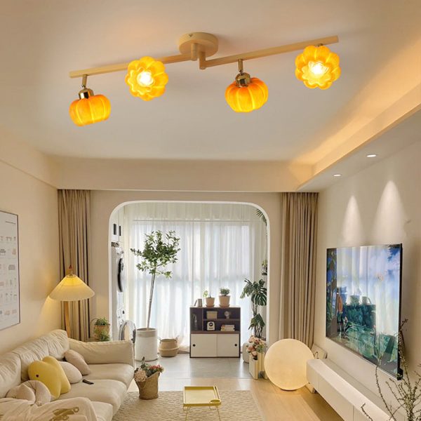 Contemporary Nordic Dome Pumpkin Resin Iron 2/3/4/5/6 - Light Semi-Flush Mount Ceiling Light For Living Room - Image 16