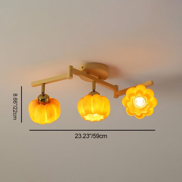 Contemporary Nordic Dome Pumpkin Resin Iron 2/3/4/5/6 - Light Semi-Flush Mount Ceiling Light For Living Room - Image 5