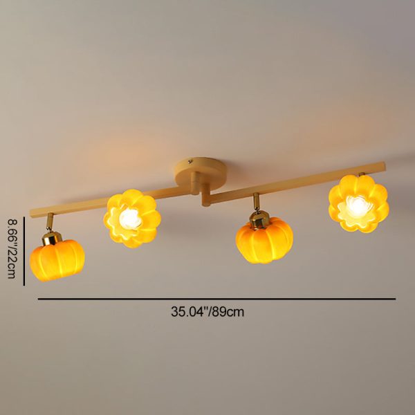 Contemporary Nordic Dome Pumpkin Resin Iron 2/3/4/5/6 - Light Semi-Flush Mount Ceiling Light For Living Room - Image 6
