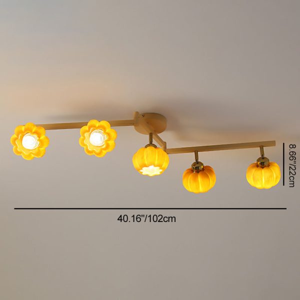 Contemporary Nordic Dome Pumpkin Resin Iron 2/3/4/5/6 - Light Semi-Flush Mount Ceiling Light For Living Room - Image 7