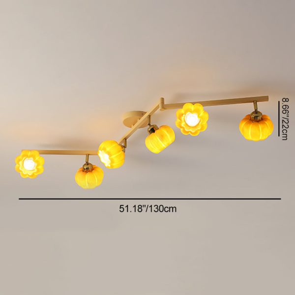 Contemporary Nordic Dome Pumpkin Resin Iron 2/3/4/5/6 - Light Semi-Flush Mount Ceiling Light For Living Room - Image 8