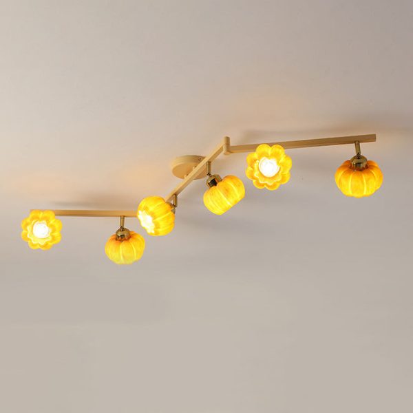 Contemporary Nordic Dome Pumpkin Resin Iron 2/3/4/5/6 - Light Semi-Flush Mount Ceiling Light For Living Room - Image 24